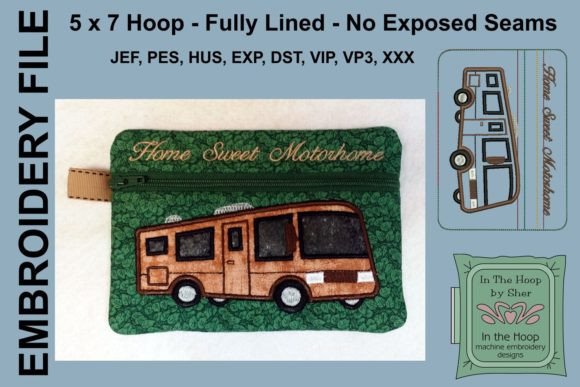 Motorhome Zipper Bag Embroidery