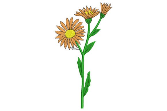 Orange Flower Embroidery Design