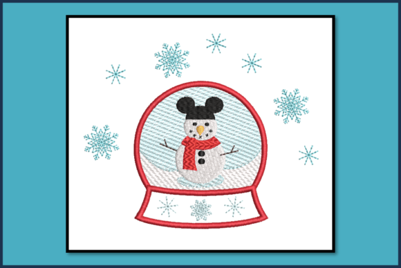 Snowman Globe Embroidery Design